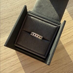 David Yurman Belmont Curb Link Band Ring Sterling Silver with Diamonds - Size 6